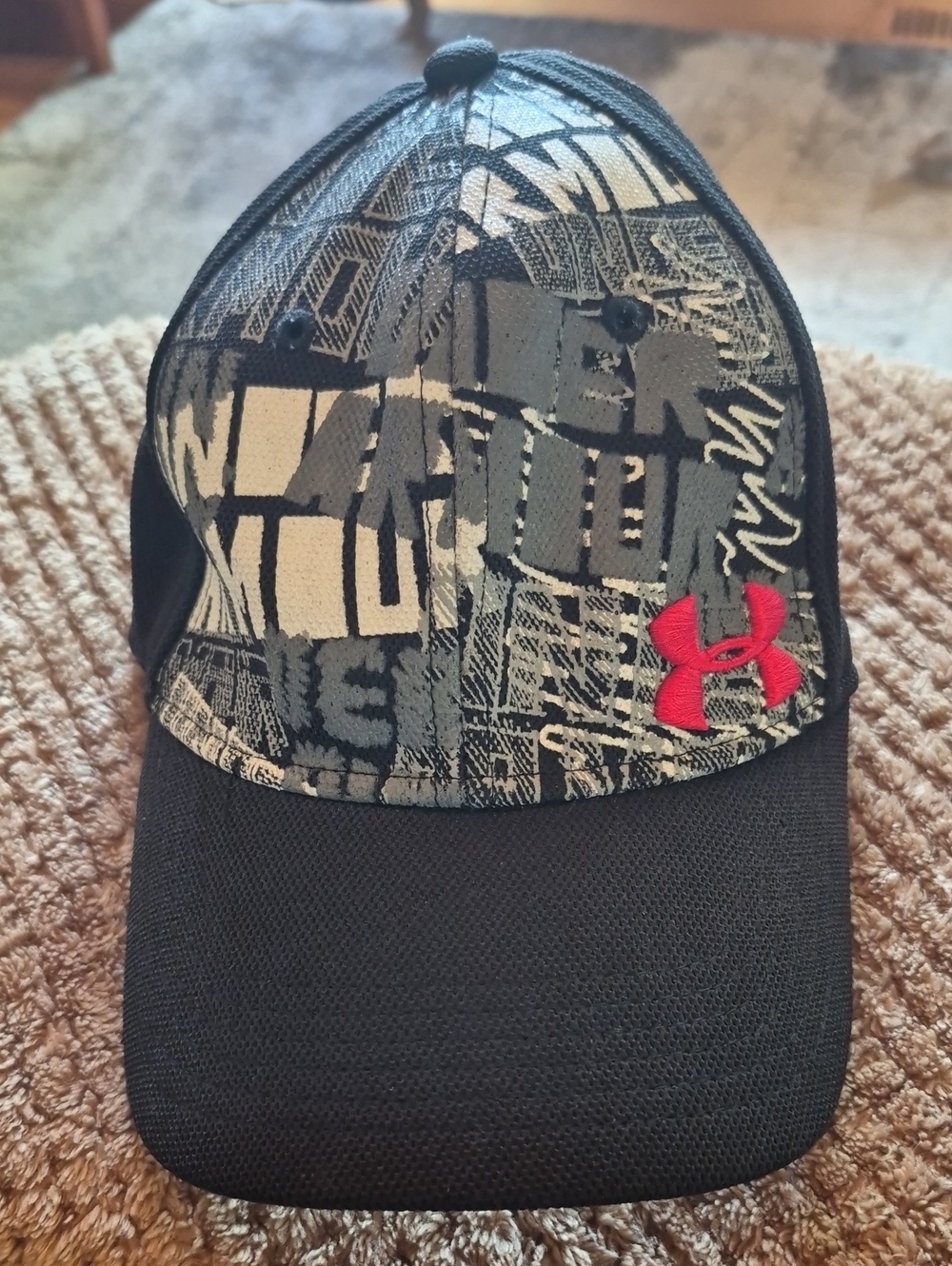 Under Armour Black Gray Graphic Cap with Red Logo